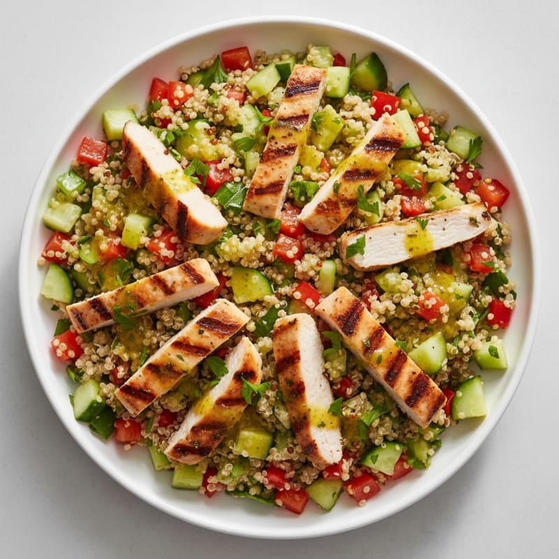 Grilled Chicken and Quinoa Salad with Crunchy Vegetables