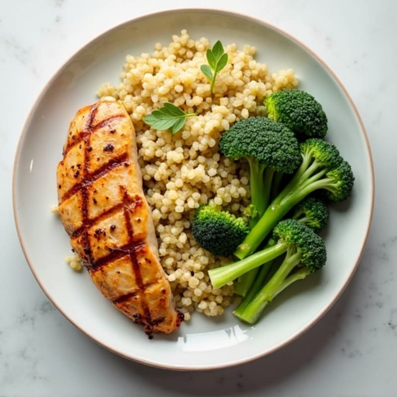 Grilled Chicken Breast with Quinoa and Steamed Broccoli