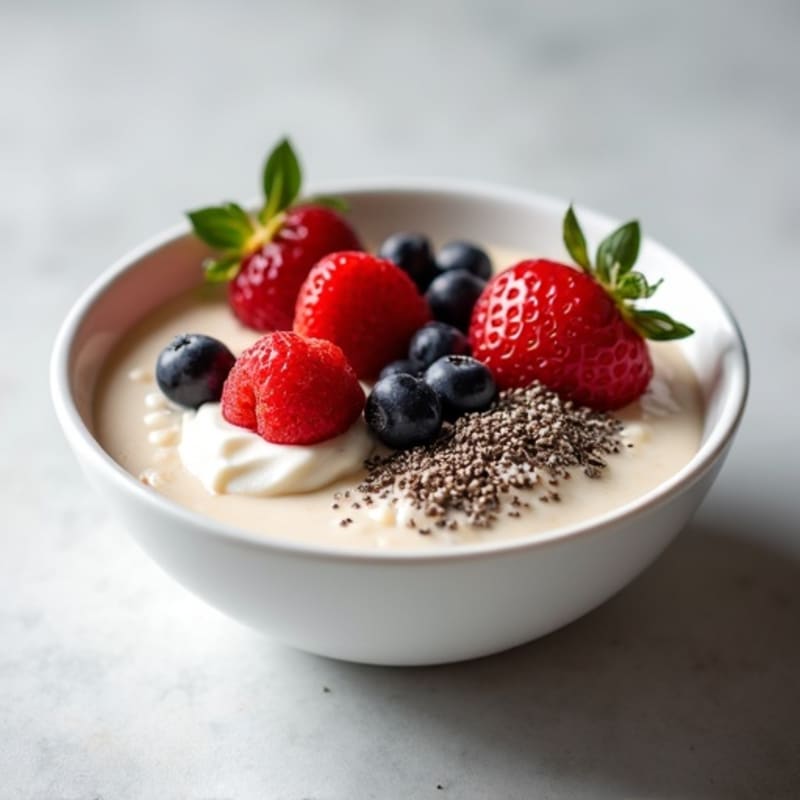 Silky Vanilla Protein Yogurt Bowl with Mixed Berries
