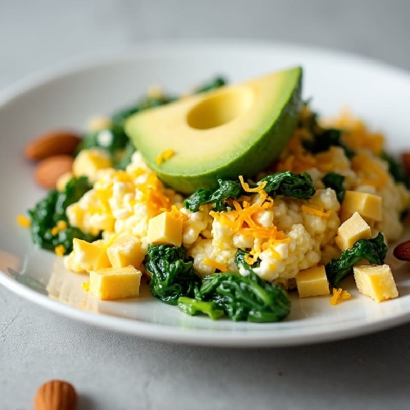 Egg White Spinach Scramble with Cottage Cheese