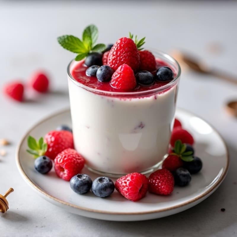 Greek Yogurt Protein Mousse with Mixed Berries