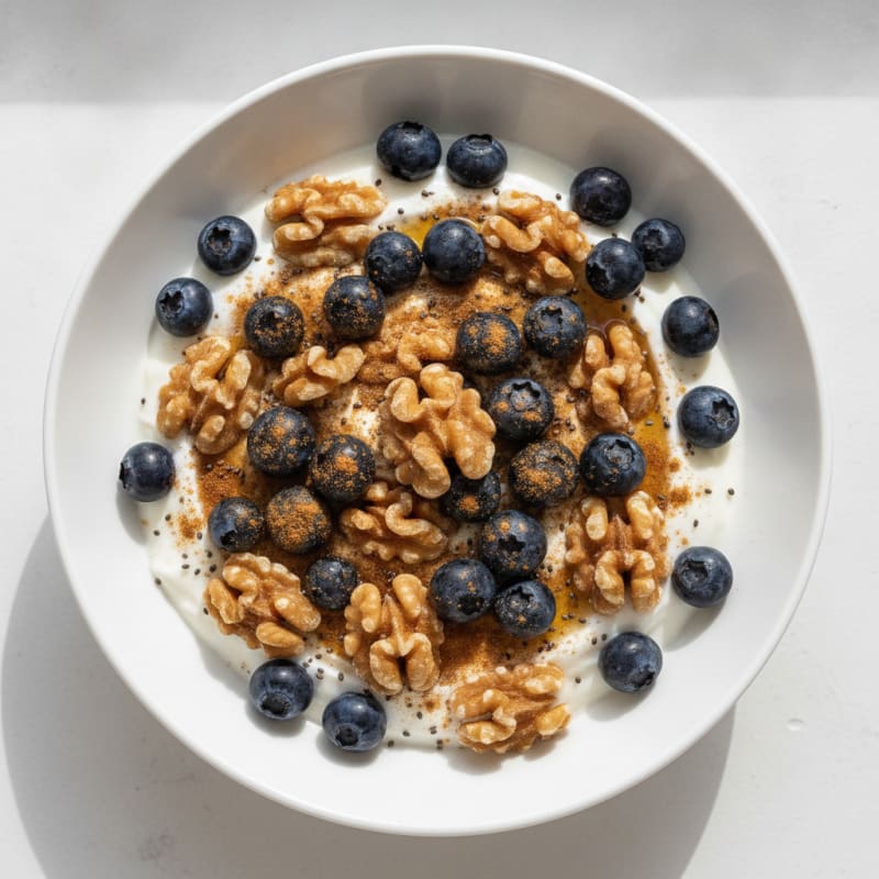 Blueberry Walnut Greek Yogurt Bowl
