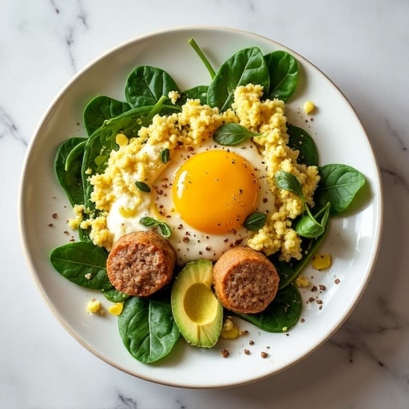 Egg White and Turkey Sausage Scramble with Spinach