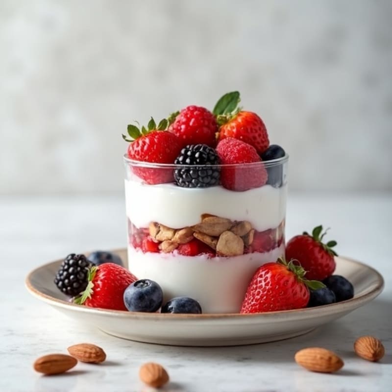 Greek Yogurt Protein Parfait with Berries and Almonds