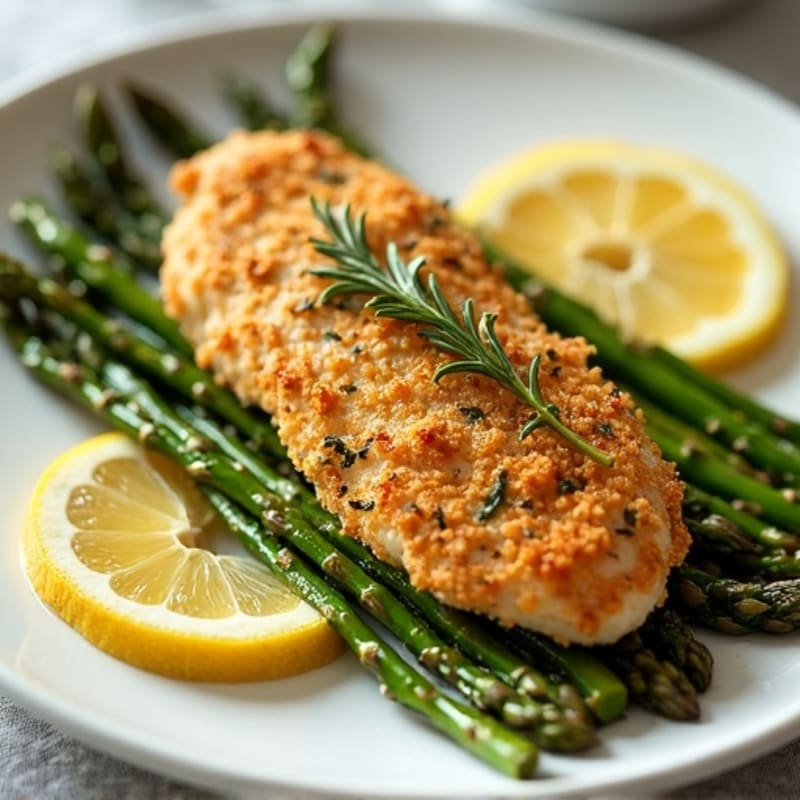 Crispy Lemon Herb Chicken with Roasted Asparagus