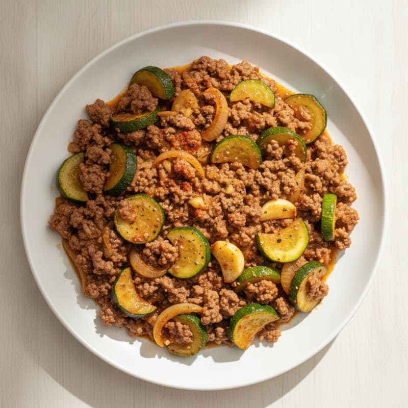 Savory Ground Beef and Zucchini Skillet
