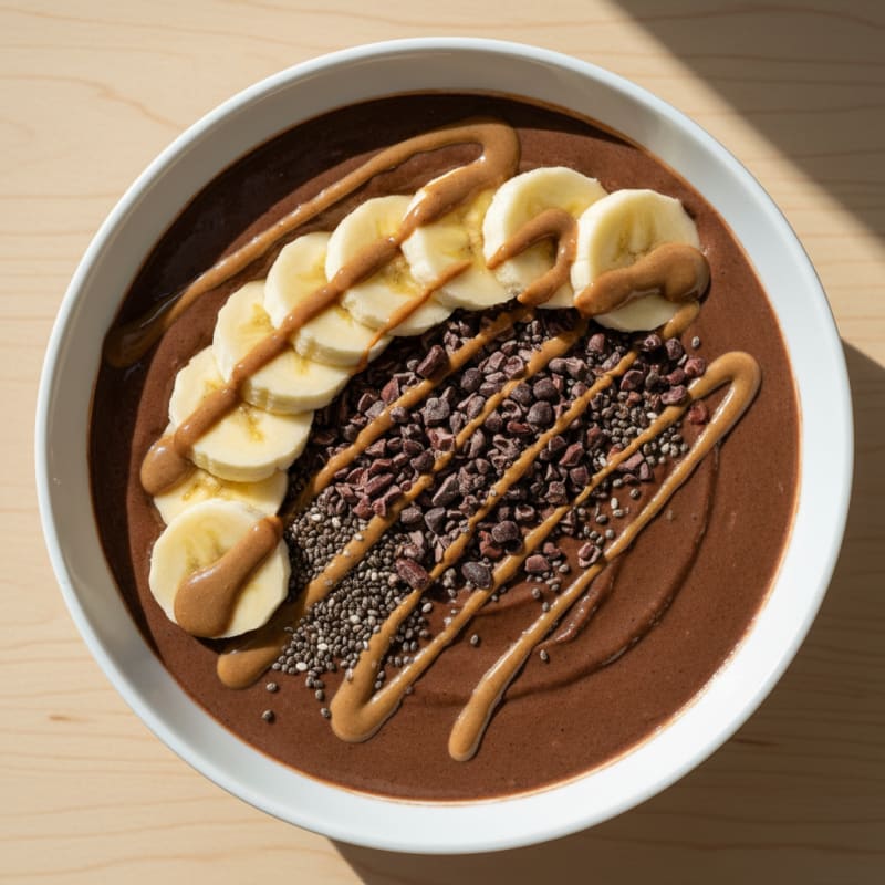 Chocolate Protein Smoothie Bowl with Almond Butter and Banana