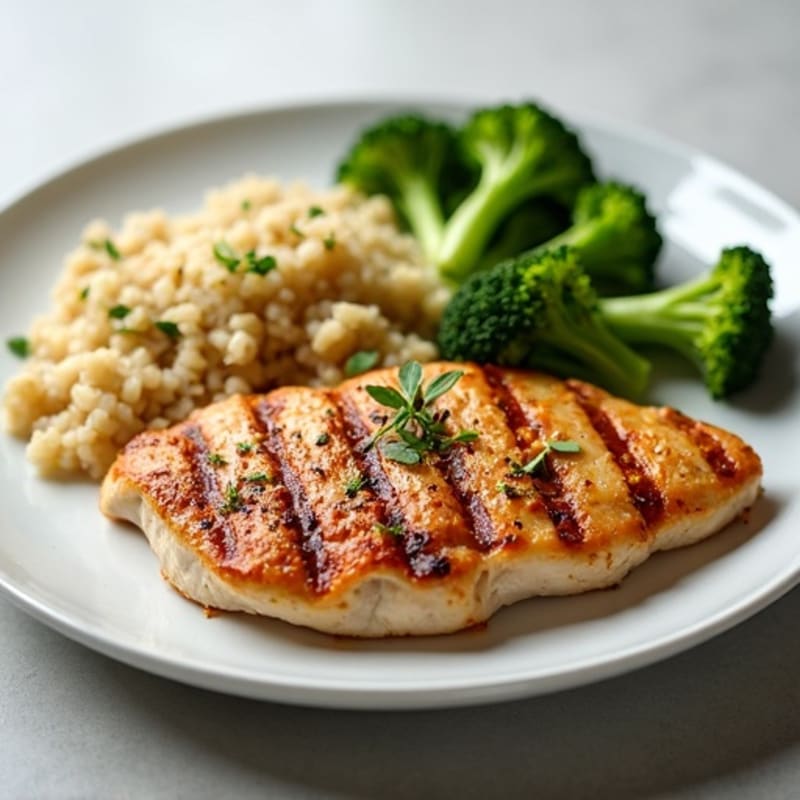 Grilled Chicken Breast with Quinoa and Steamed Broccoli