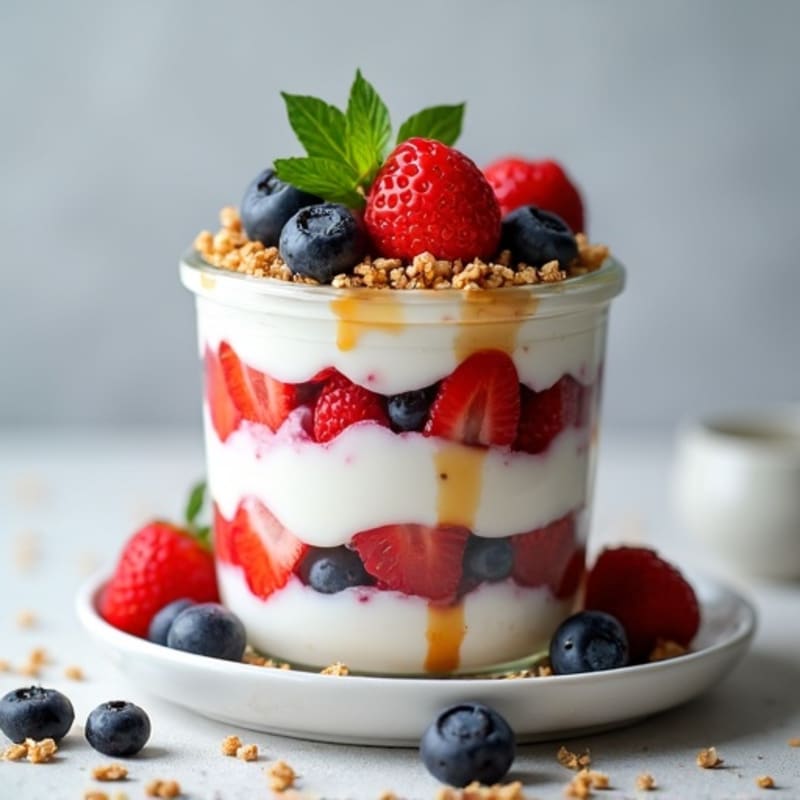 Greek Yogurt Parfait with Mixed Berries and Almond Butter