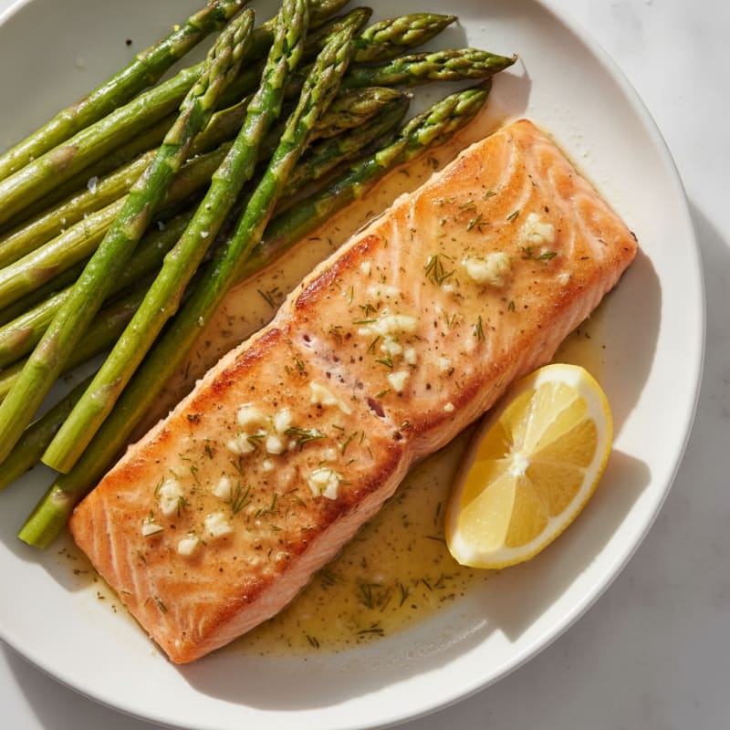 Garlic Herb Butter Salmon with Asparagus