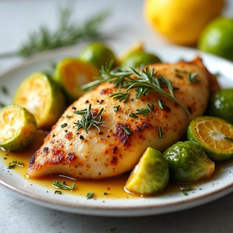 Lemon Herb Roasted Chicken with Crispy Brussels Sprouts
