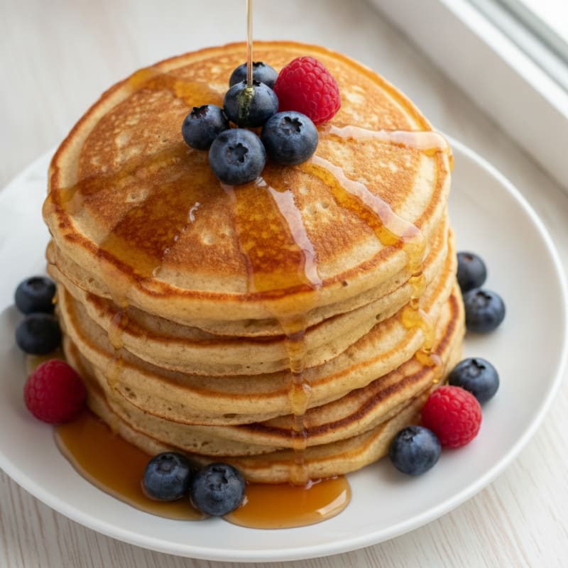 High-Protein Fluffy Buttermilk-Style Pancakes