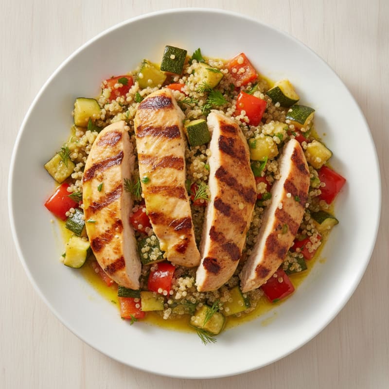 Grilled Chicken and Quinoa Salad with Roasted Vegetables