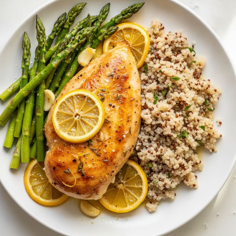 Lemon Herb Roasted Chicken with Asparagus