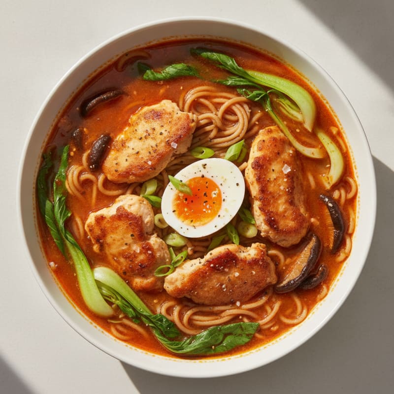 Spicy Sriracha Chicken Ramen Soup
