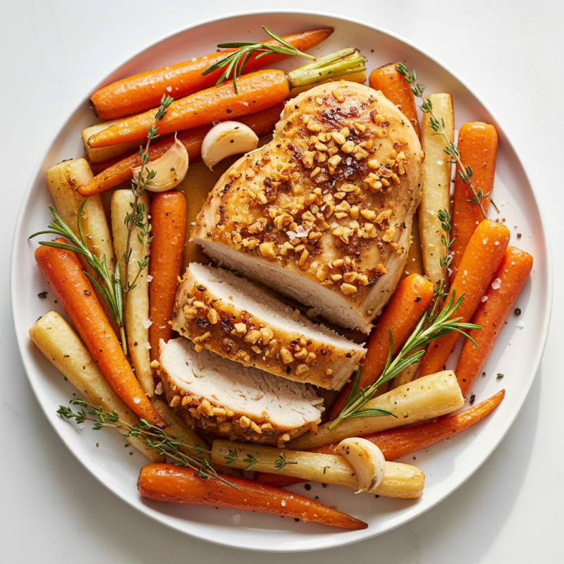 Garlic Herb Roasted Chicken with Root Vegetables