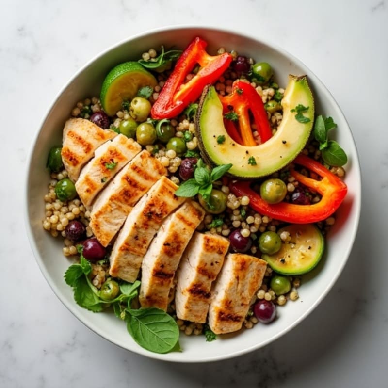 Grilled Chicken and Quinoa Power Bowl with Roasted Vegetables