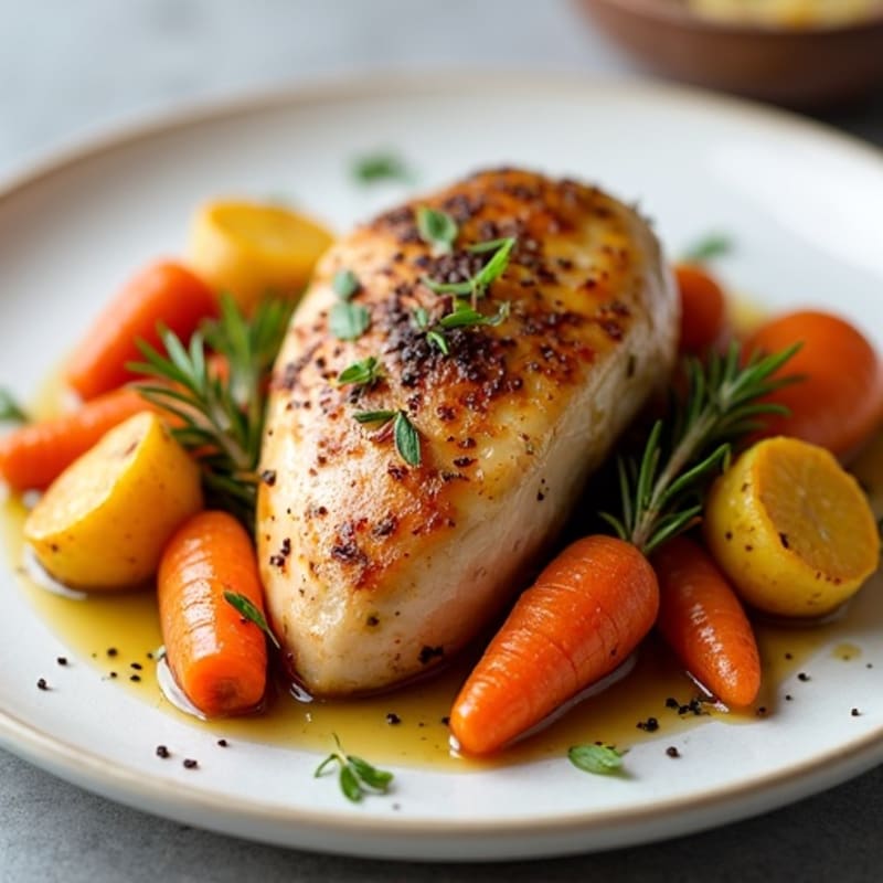 Herb-Roasted Chicken with Crispy Root Vegetable Medley