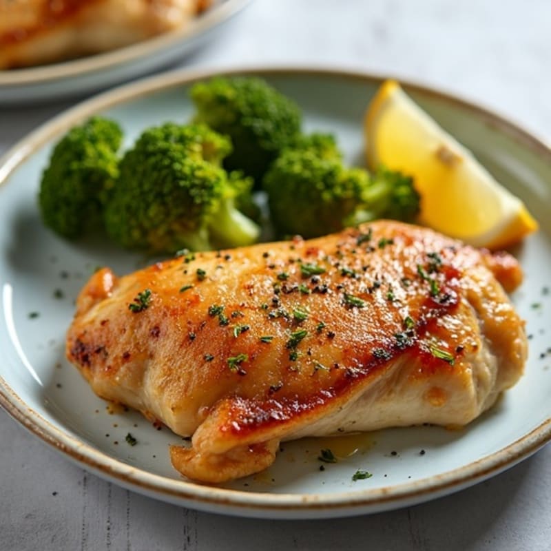 Garlic Herb Roasted Chicken Thighs with Crispy Broccoli