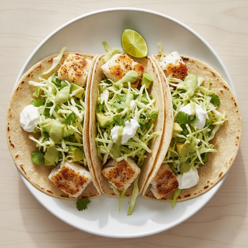 Pan-Seared Fish Tacos with Zesty Slaw