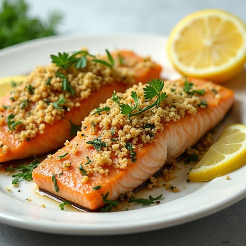 Herb-Crusted Baked Salmon with Lemon