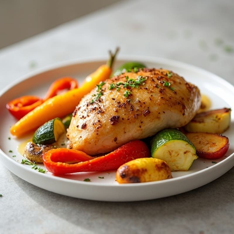 Lemon Garlic Roasted Chicken with Crispy Roasted Vegetables