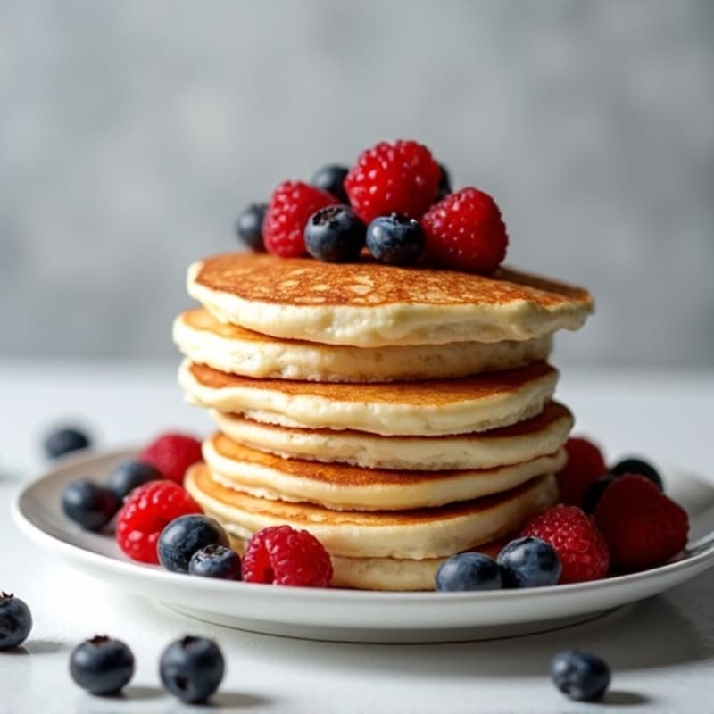 Fluffy Protein Pancakes with Fresh Berries