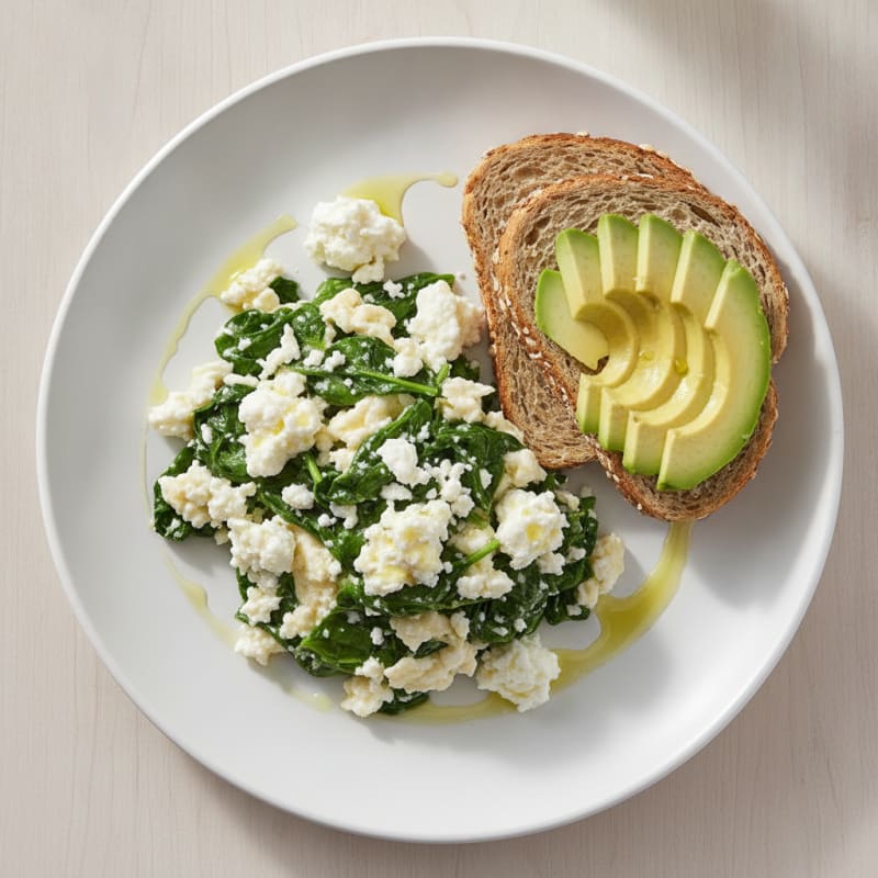 Egg White and Spinach Scramble with Cottage Cheese