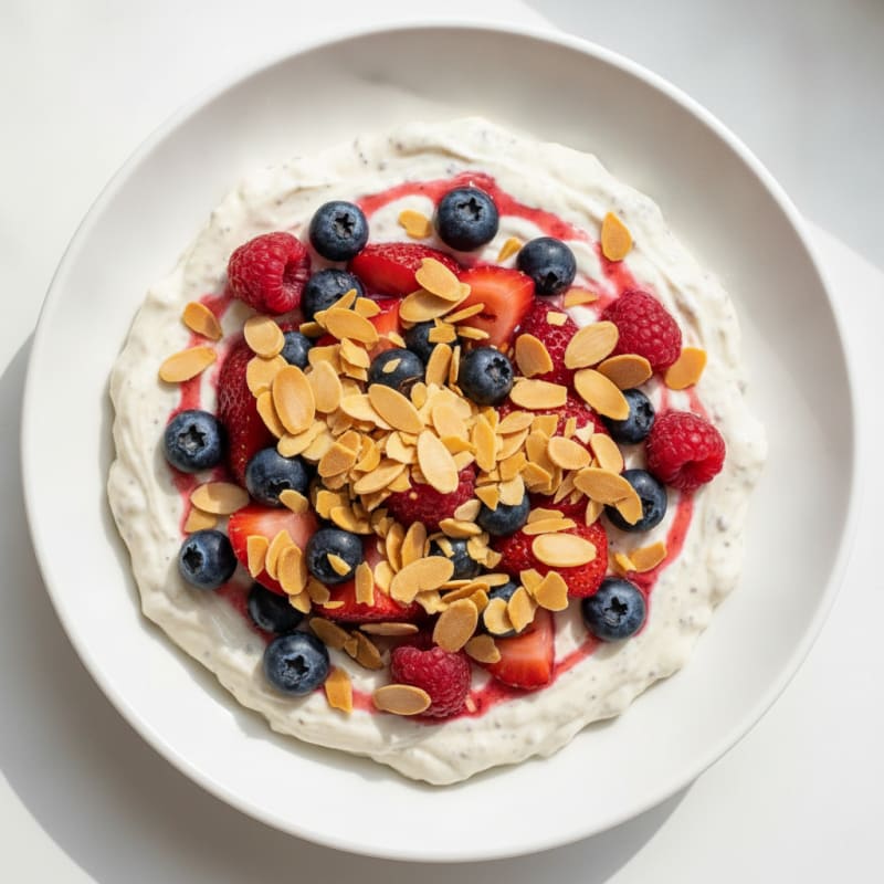 Silky Greek Yogurt Protein Pudding with Mixed Berries