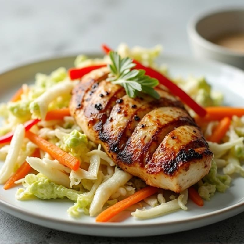 Grilled Chicken Breast with Crunchy Cabbage Slaw