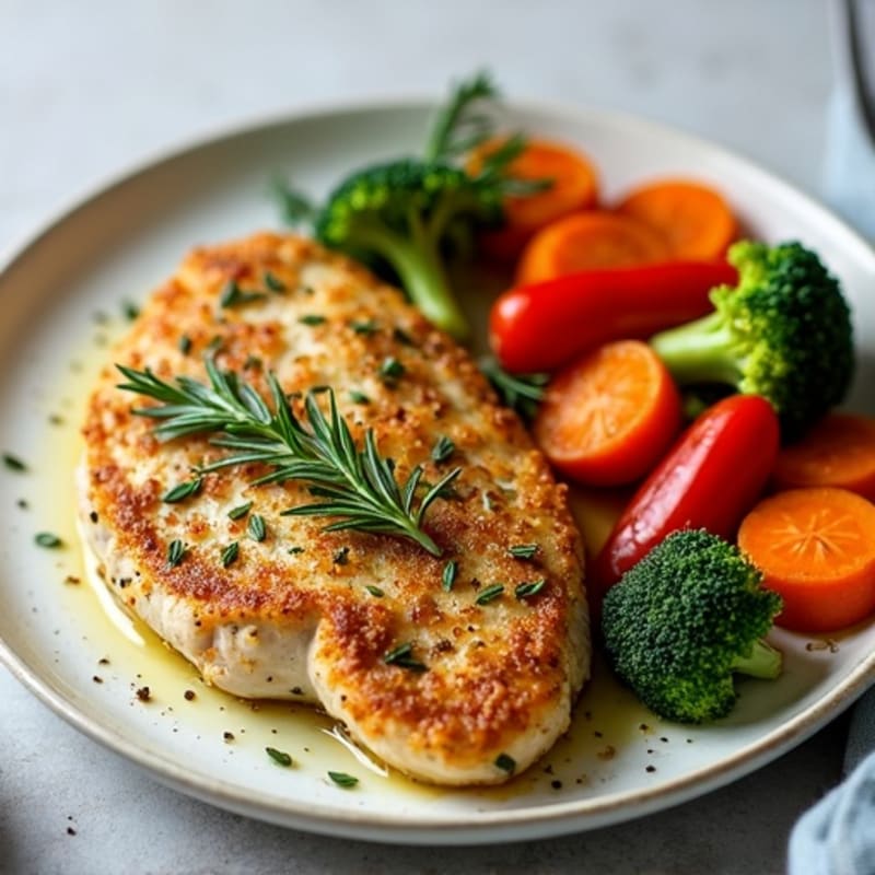 Herb-Crusted Pan Seared Chicken with Roasted Vegetables