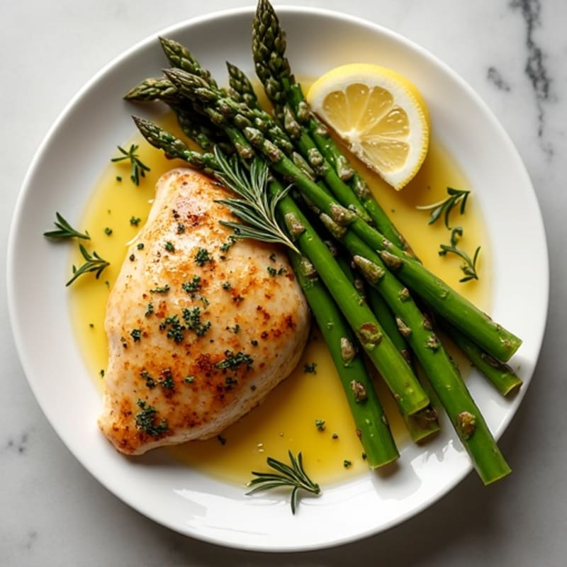 Lemon-Herb Roasted Chicken with Crispy Roasted Asparagus