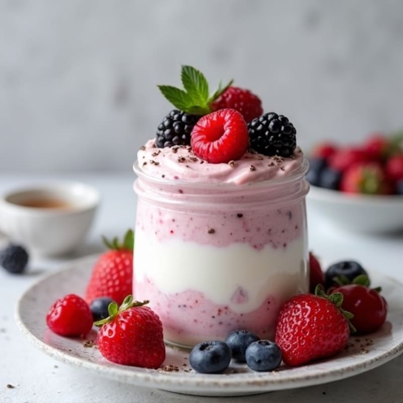Creamy Greek Yogurt Protein Pudding with Mixed Berries