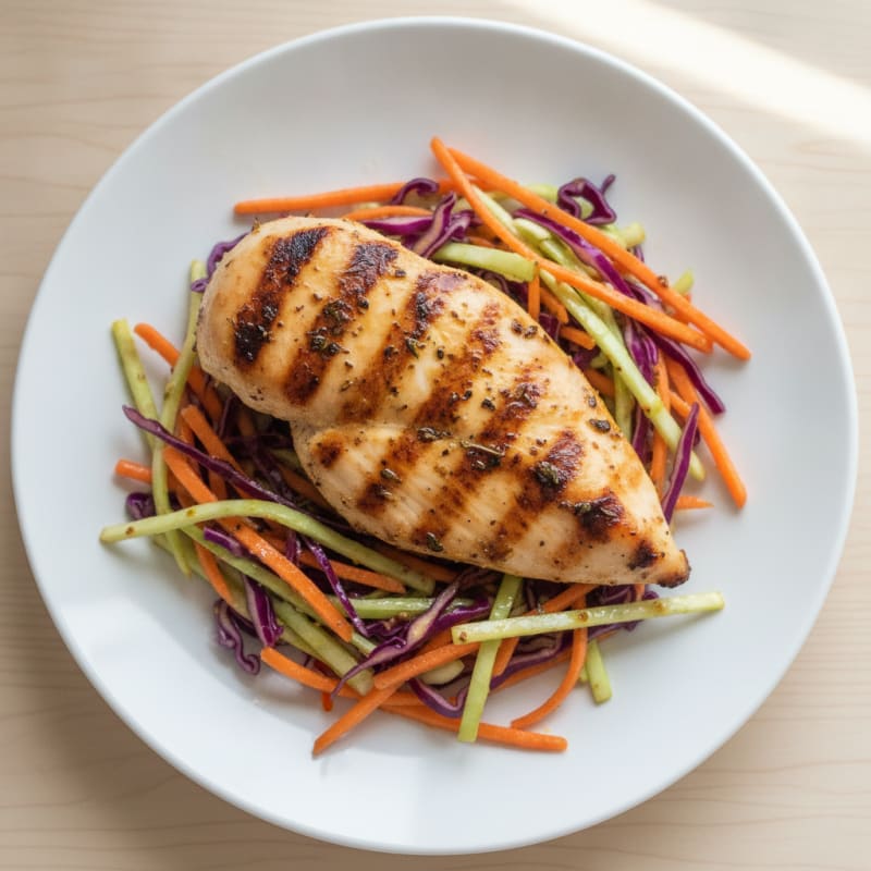 Grilled Chicken Breast with Crunchy Cabbage Slaw