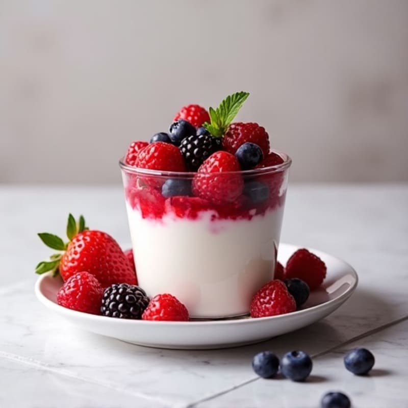 Greek Yogurt Protein Parfait with Mixed Berries and Collagen Powder
