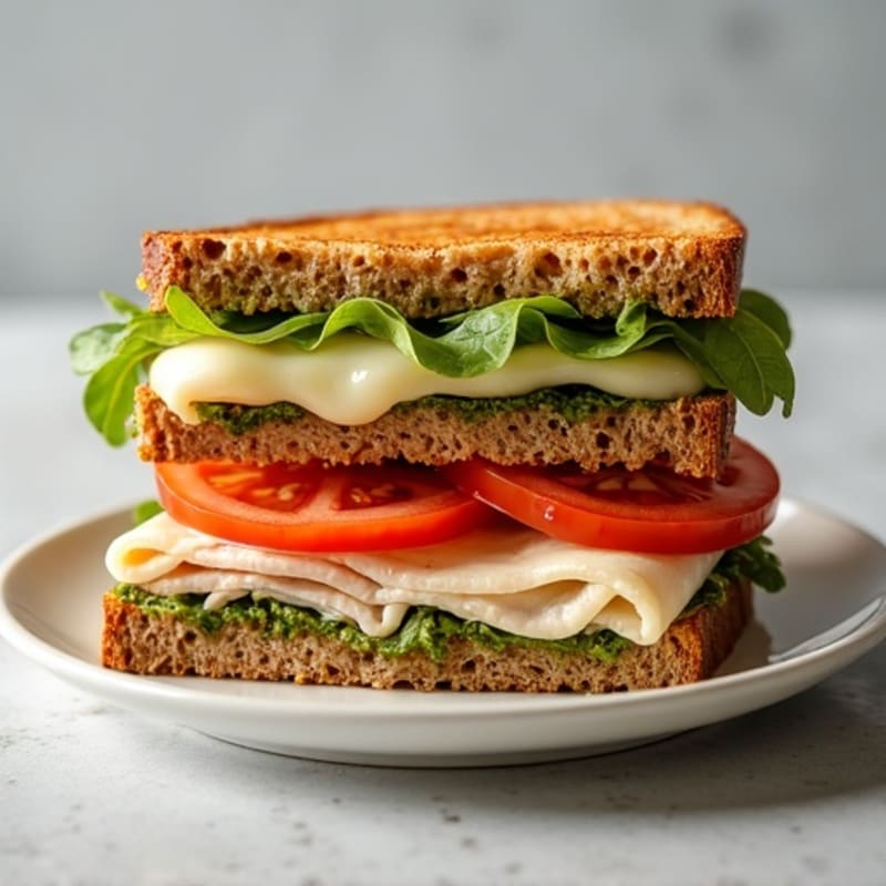 Crispy Whole Wheat Turkey Pesto Panini