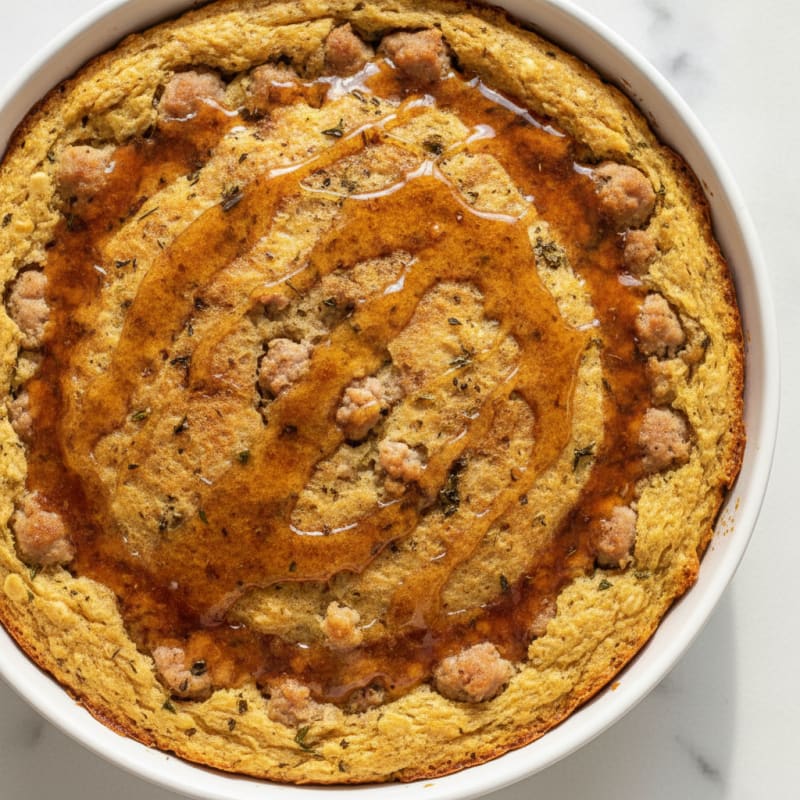 Maple-Glazed Sausage and Pancake Bake