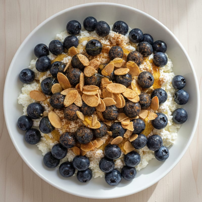 Cottage Cheese Berry Bowl with Almonds