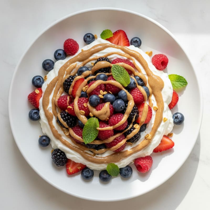 Greek Yogurt Protein Mousse with Mixed Berries