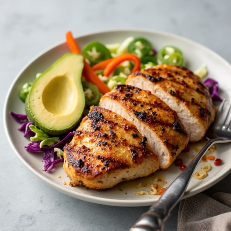 Grilled Chicken Breast with Crunchy Cabbage Slaw
