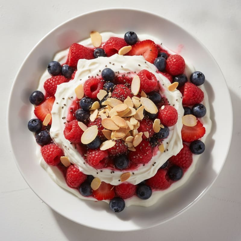 Greek Yogurt Protein Parfait with Mixed Berries