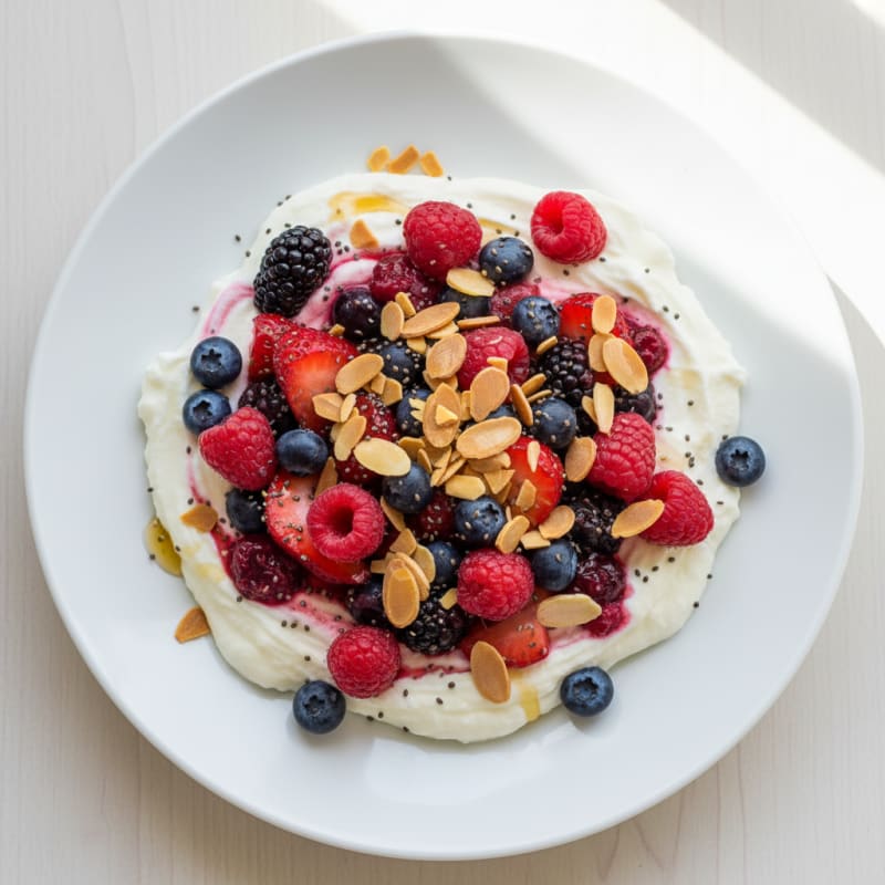 Silky Greek Yogurt Protein Mousse with Mixed Berries