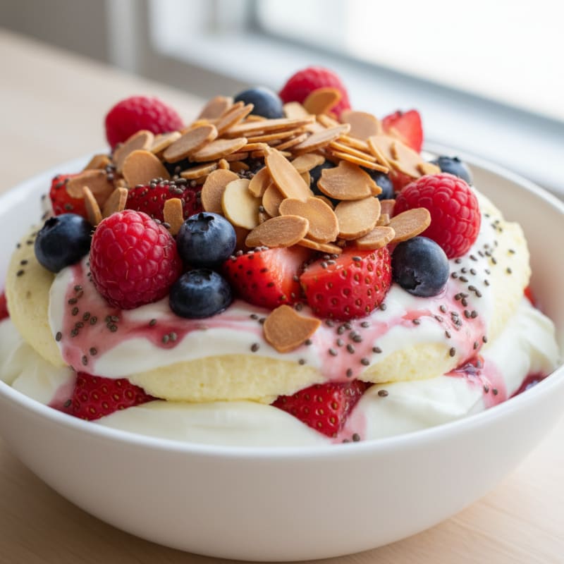 Greek Yogurt Protein Parfait with Mixed Berries and Almonds
