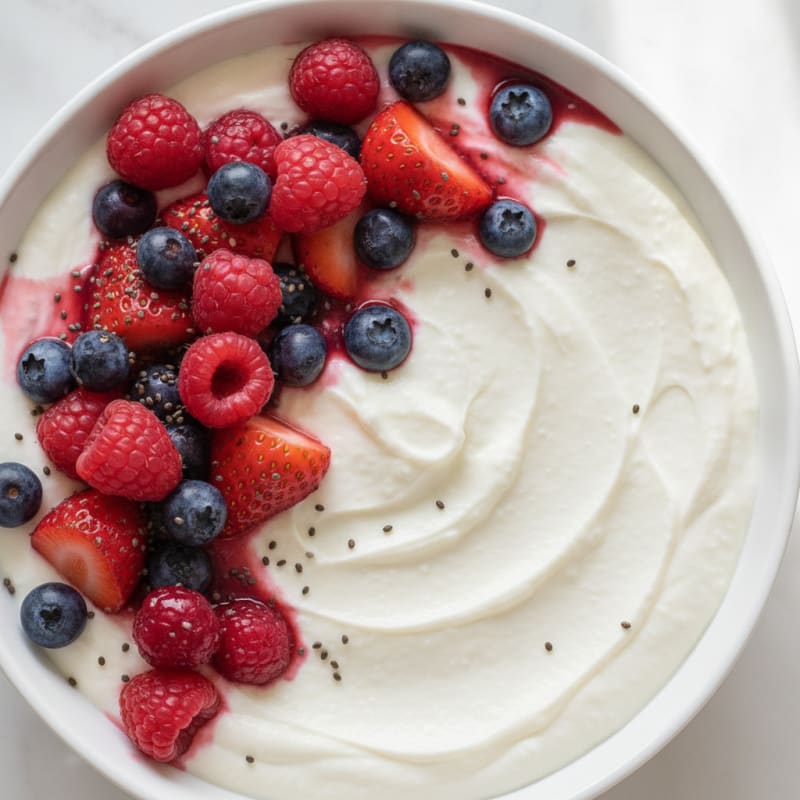 Greek Yogurt Protein Pudding with Mixed Berries