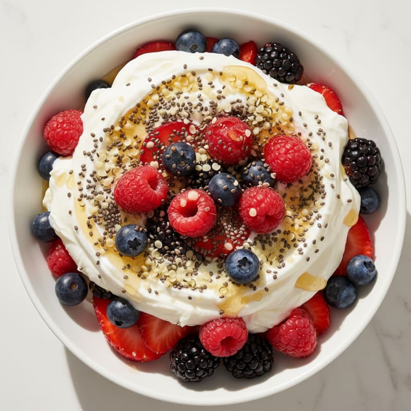 Creamy Greek Yogurt Parfait with Mixed Berries and Chia Seeds