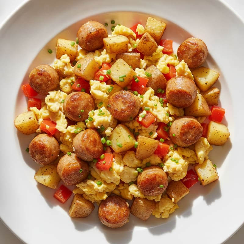 Chicken Sausage and Egg Scramble with Bell Peppers