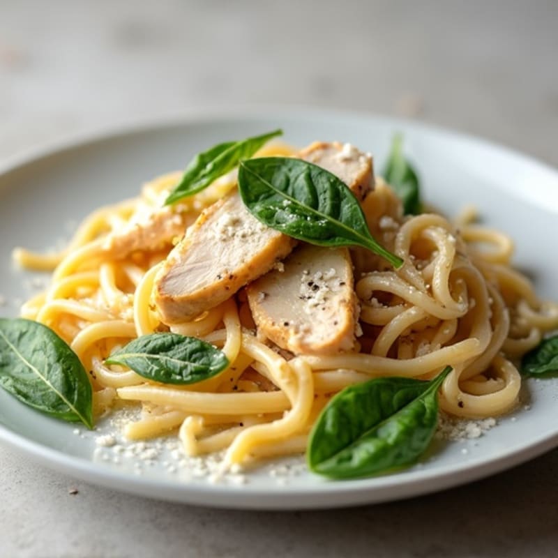 Creamy Healthy Chicken Carbonara with Whole Wheat Pasta