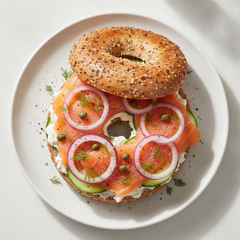 Smoked Salmon Everything Bagel Sandwich