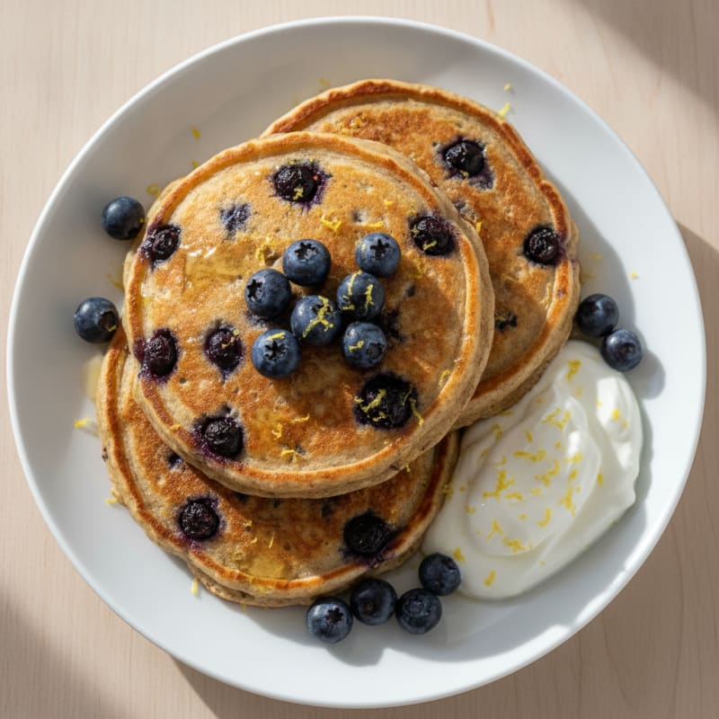 Blueberry Ricotta Pancakes with Lemon Zest