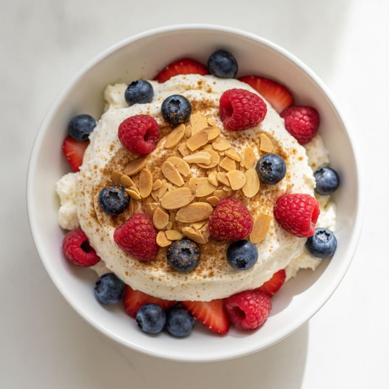Greek Yogurt Protein Parfait with Mixed Berries and Almonds